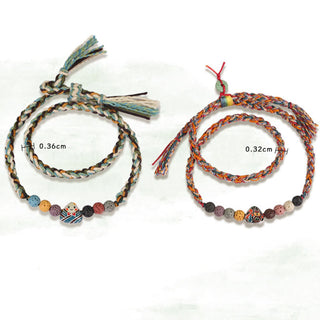 Buddha Gift Dragon Boat Festival Colorful Rope Lava Rock Fu Character Rice Dumplings Luck Braided Bracelet