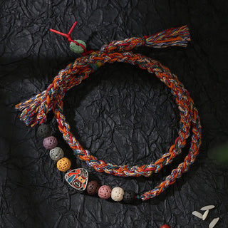 Buddha Gift Dragon Boat Festival Colorful Rope Lava Rock Fu Character Rice Dumplings Luck Braided Bracelet