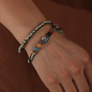 Buddha Gift Dragon Boat Festival Colorful Rope Lava Rock Fu Character Rice Dumplings Luck Braided Bracelet