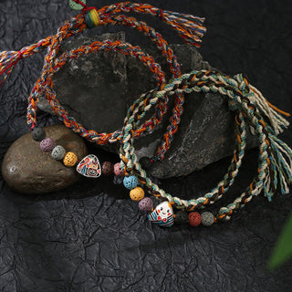 Buddha Gift Dragon Boat Festival Colorful Rope Lava Rock Fu Character Rice Dumplings Luck Braided Bracelet