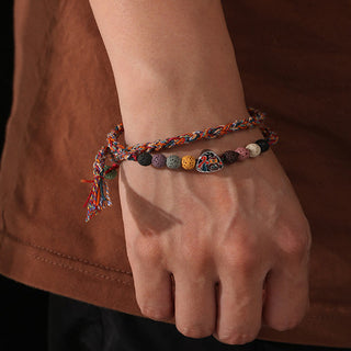Buddha Gift Dragon Boat Festival Colorful Rope Lava Rock Fu Character Rice Dumplings Luck Braided Bracelet
