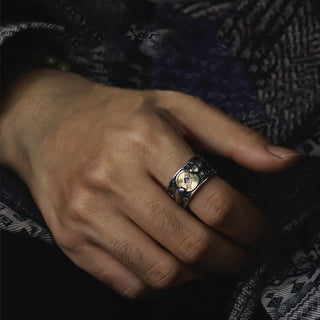 Buddha Gift Adjustable Opening 925 Sterling Silver Lucky Koi Fish Copper Coin Auspicious Clouds Wealth Ring