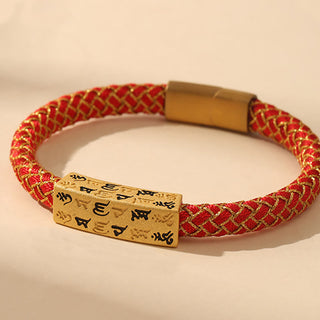 Buddha Gift Tibetan Om Mani Padme Hum Various Colors Rope Gold Thread Diamond Knot Luck Buckle Bracelet