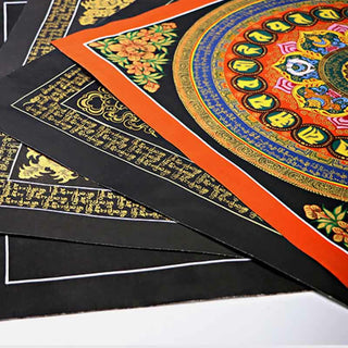 Buddha Gift Tibetan Thangka Painting Om Mani Padme Hum Scripture Handmade Decoration(Random Style)