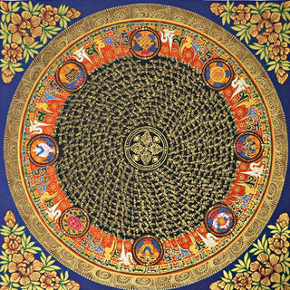 Buddha Gift Tibetan Thangka Painting Om Mani Padme Hum Scripture Handmade Decoration(Random Style)