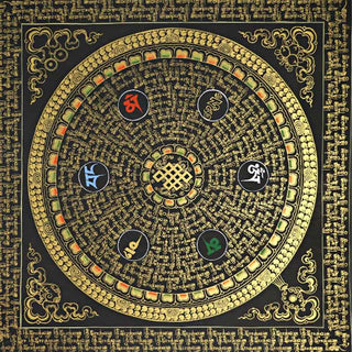 Buddha Gift Tibetan Thangka Painting Om Mani Padme Hum Scripture Handmade Decoration(Random Style)