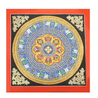 Buddha Gift Tibetan Thangka Painting Om Mani Padme Hum Dragon Phoenix Scripture Handmade Decoration(Random Style)