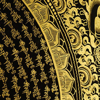 Buddha Gift Tibetan Thangka Painting Om Mani Padme Hum Dragon Phoenix Scripture Handmade Decoration(Random Style)