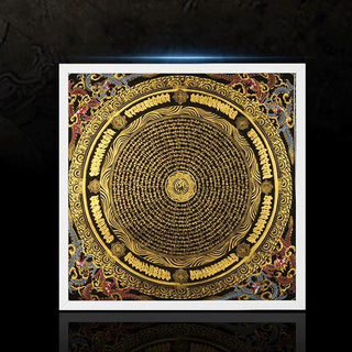 Buddha Gift Tibetan Thangka Painting Om Mani Padme Hum Dragon Phoenix Scripture Handmade Decoration(Random Style)