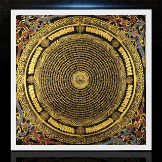 Buddha Gift Tibetan Thangka Painting Om Mani Padme Hum Dragon Phoenix Scripture Handmade Decoration(Random Style)