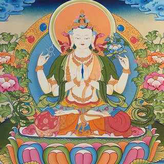 Buddha Gift Tibetan Thangka Painting Yellow God of Wealth Green Tara Avalokitesvara Handmade Decoration Blind Box(Random Style)