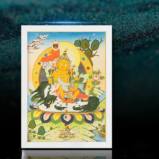 Buddha Gift Tibetan Thangka Painting Yellow God of Wealth Green Tara Avalokitesvara Handmade Decoration Blind Box(Random Style)