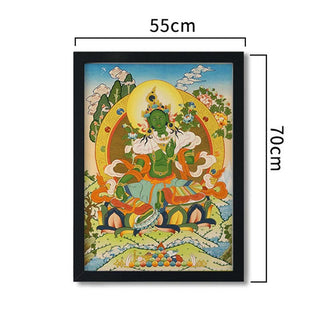 Buddha Gift Tibetan Thangka Painting Yellow God of Wealth Green Tara Avalokitesvara Handmade Decoration Blind Box(Random Style)