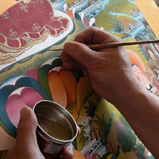 Buddha Gift Tibetan Thangka Painting Yellow God of Wealth Green Tara Avalokitesvara Handmade Decoration Blind Box(Random Style)