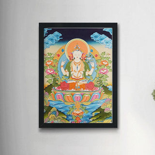 Buddha Gift Tibetan Thangka Painting Yellow God of Wealth Green Tara Avalokitesvara Handmade Decoration Blind Box(Random Style)