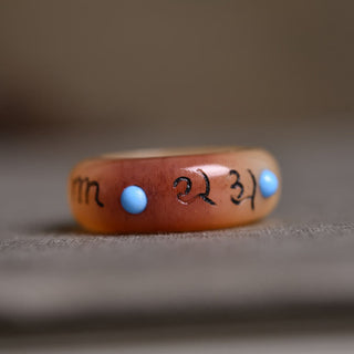 Buddha Gift Camel Bone Om Mani Padme Hum Carving Protection Ring