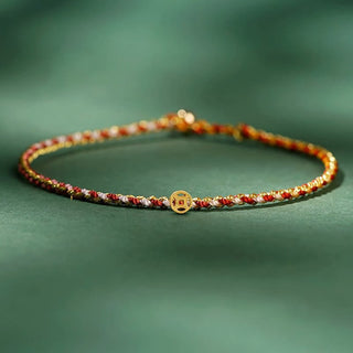 Buddha Gift Colorful Rope Luck Coin Bead Abundance Extra Thin Braided Bracelet