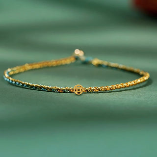 Buddha Gift Colorful Rope Luck Coin Bead Abundance Extra Thin Braided Bracelet