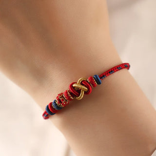 Buddha Gift Handcrafted Peach Blossom Peace Knot Colorful Rope Adjustable Bracelet