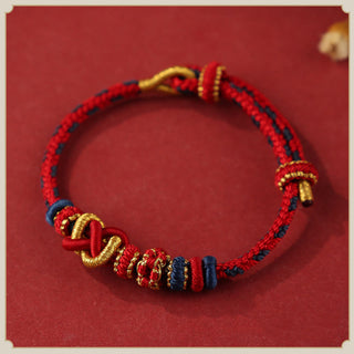 Buddha Gift Handcrafted Peach Blossom Peace Knot Colorful Rope Adjustable Bracelet