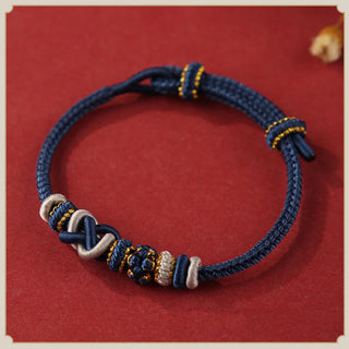 Buddha Gift Handcrafted Peach Blossom Peace Knot Colorful Rope Adjustable Bracelet