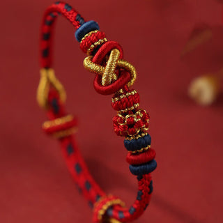 Buddha Gift Handcrafted Peach Blossom Peace Knot Colorful Rope Adjustable Bracelet
