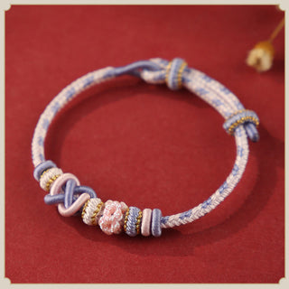 Buddha Gift Handcrafted Peach Blossom Peace Knot Colorful Rope Adjustable Bracelet