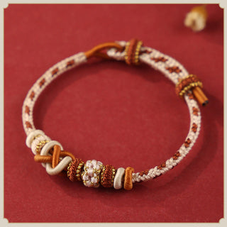 Buddha Gift Handcrafted Peach Blossom Peace Knot Colorful Rope Adjustable Bracelet