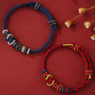 Buddha Gift Handcrafted Peach Blossom Peace Knot Colorful Rope Adjustable Bracelet
