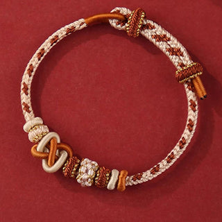 Buddha Gift Handcrafted Peach Blossom Peace Knot Colorful Rope Adjustable Bracelet