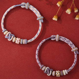 Buddha Gift Handcrafted Peach Blossom Peace Knot Colorful Rope Adjustable Bracelet