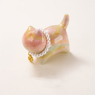 Buddha Gift Sandalwood Lucky Mini Cat Lacquer Craft Healing Decoration Random Color(Blind Box)