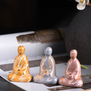 Buddha Gift Mini Formless Buddha Ebony Wood Lacquer Craft Peace Incense Stick Holder Decoration