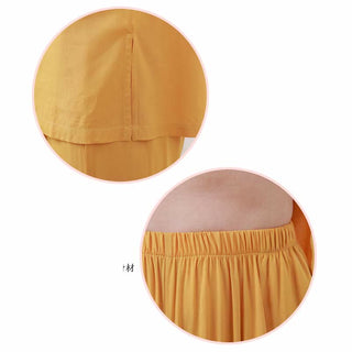 Buddha Gift 2pcs Plain Color Frog-Button Simple Design Crew Neck Design Half Sleeve Shirt Top Elastic Waist Pants Meditation Zen Tai Chi Cotton Clothing Women's Set