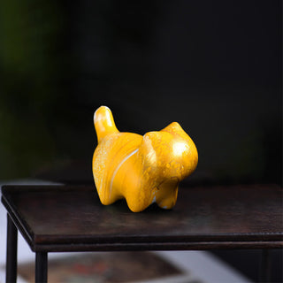 Buddha Gift Mini Lovely Cat Ebony Wood Lacquer Craft Peace Decoration