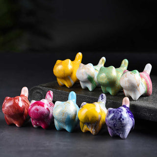 Buddha Gift Mini Lovely Cat Ebony Wood Lacquer Craft Peace Decoration