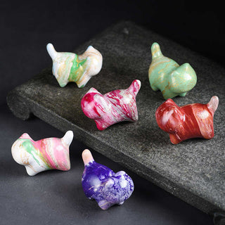 Buddha Gift Mini Lovely Cat Ebony Wood Lacquer Craft Peace Decoration