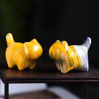 Buddha Gift Mini Lovely Cat Ebony Wood Lacquer Craft Peace Decoration