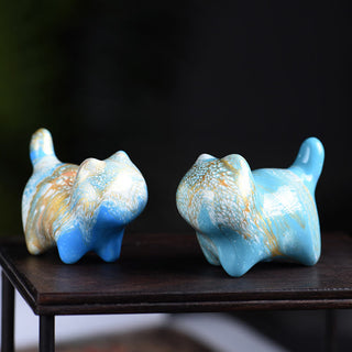 Buddha Gift Mini Lovely Cat Ebony Wood Lacquer Craft Peace Decoration