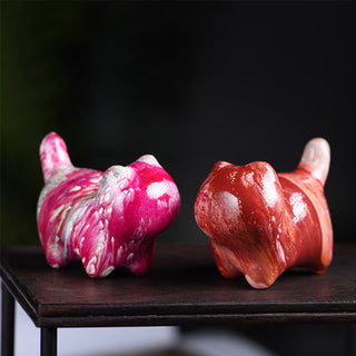 Buddha Gift Mini Lovely Cat Ebony Wood Lacquer Craft Peace Decoration