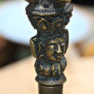 Buddha Gift 2Pcs Handmade Tibetan Meditation Bell and Vajra Dorje Copper Strength Decoration Set