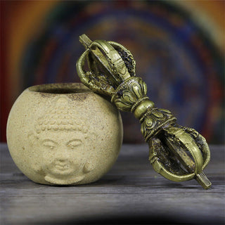 Buddha Gift Handmade Nepal Five Prong Vajra Dorje Copper Metal Decoration