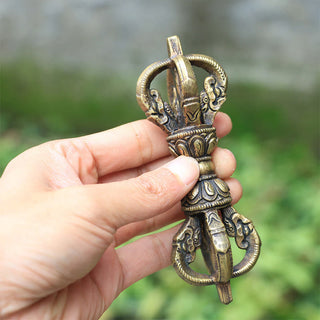 Buddha Gift Handmade Nepal Five Prong Vajra Dorje Copper Metal Decoration