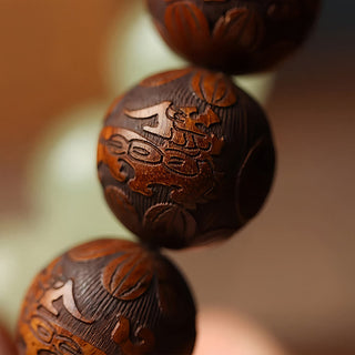 Buddha Gift Sappan Wood Engraving Pixiu Fu Character Cure Bracelet