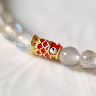 Buddha Gift Ultra-Thin Moonstone Koi Fish Healing Bracelet