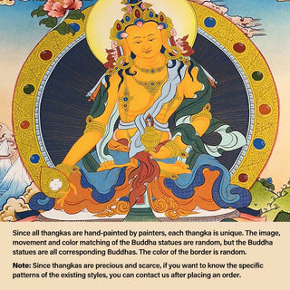 Buddha Gift Tibetan Thangka Painting Yellow God of Wealth Green Tara Avalokitesvara Handmade Decoration Blind Box(Random Style)