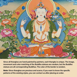 Buddha Gift Tibetan Thangka Painting Yellow God of Wealth Green Tara Avalokitesvara Handmade Decoration Blind Box(Random Style)