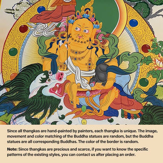 Buddha Gift Tibetan Thangka Painting Yellow God of Wealth Green Tara Avalokitesvara Handmade Decoration Blind Box(Random Style)