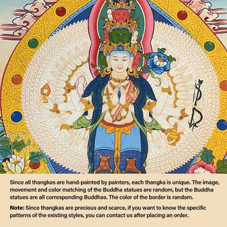 Buddha Gift Tibetan Thangka Painting Yellow God of Wealth Green Tara Avalokitesvara Handmade Decoration Blind Box(Random Style)