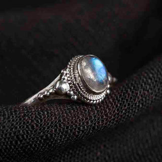 Buddha Gift 925 Sterling Silver Natural Moonstone Positive Ring